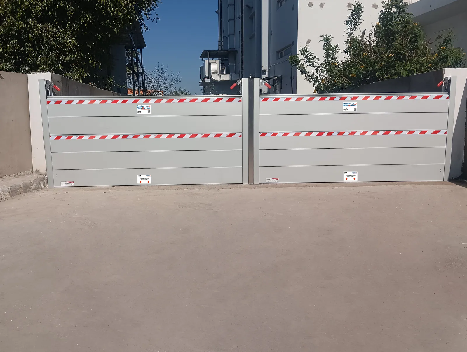 H-Frame flood barrier at Rajpura Hospital entrance, Patiala